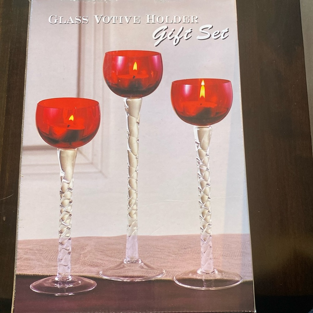 Glass votive candle holder gift set